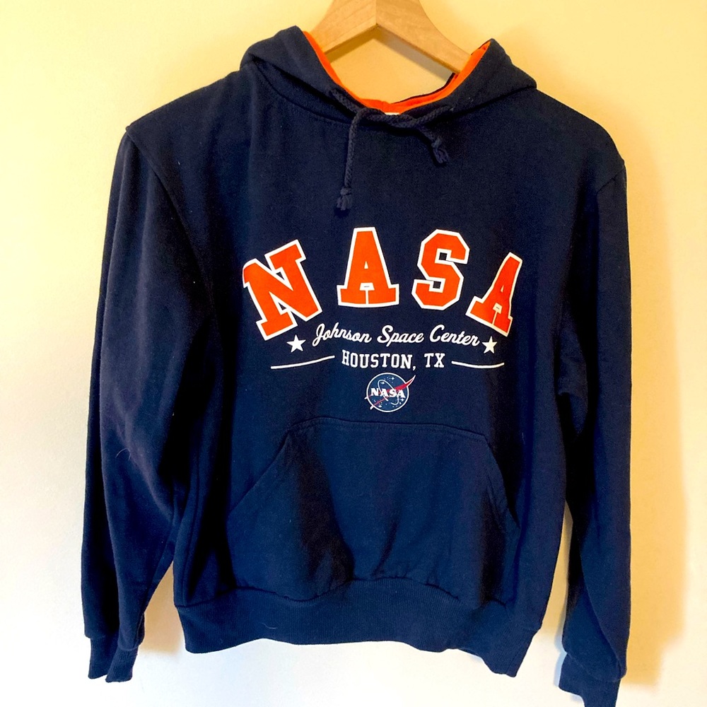 NASA Johnson Space Center Hoodie Navy Orange S